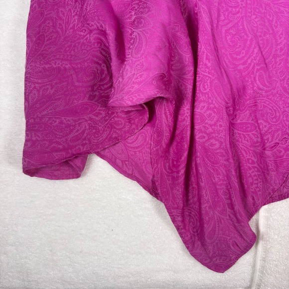 GUESS Midi Wrap Dress Womens XL Magenta Paisley Print Long Sleeve Western Boho - Picture 12 of 16